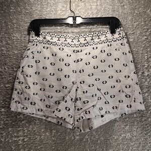 Anthropologie Hei Hei Women Size 4 Clip Dot Black White Shorts Embroidered Cotto